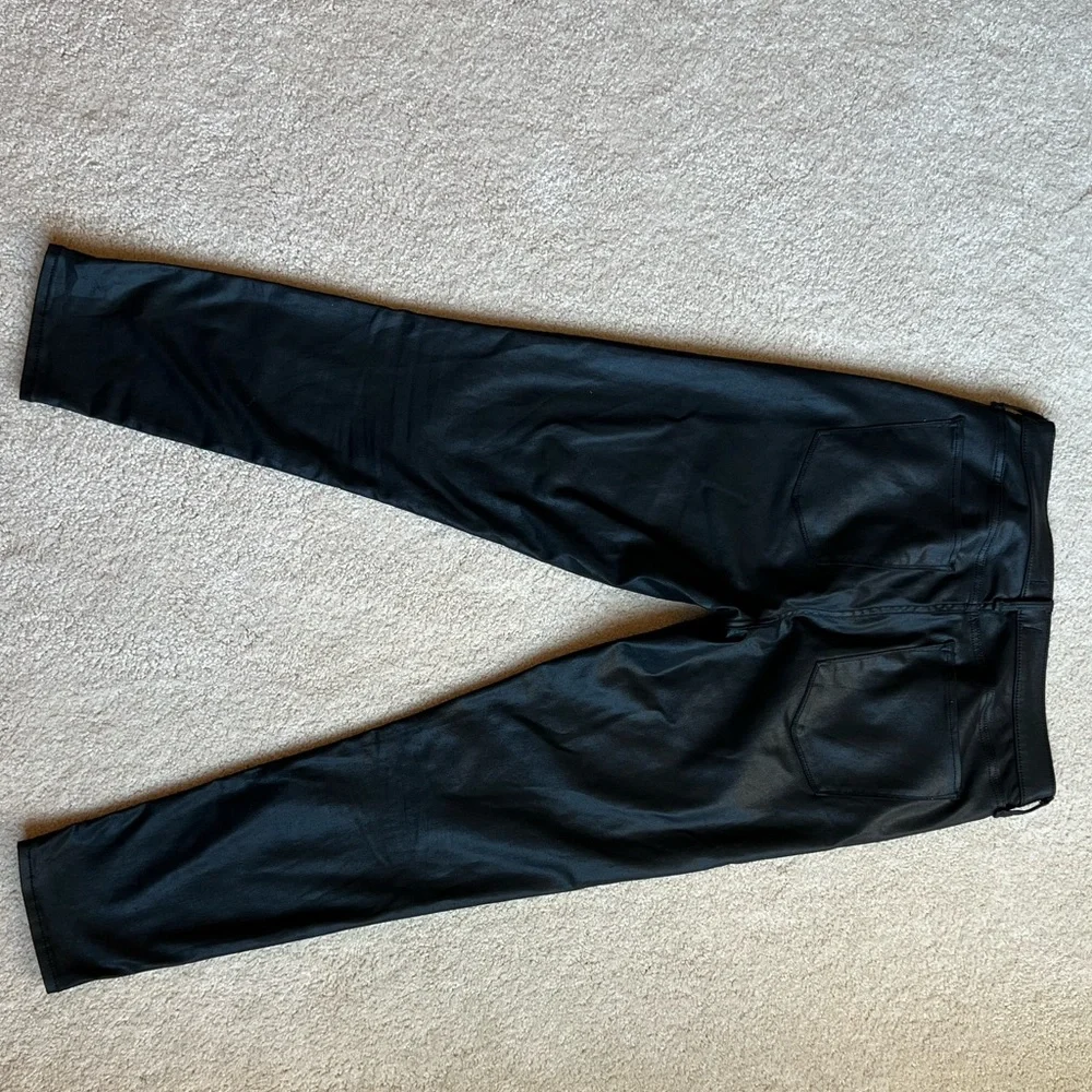 Size 14 L Abercrombie black leather look button fly jeans - Picture 4 of 4